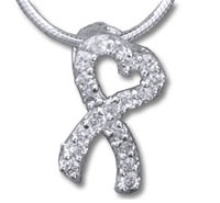 CZ Heart Awareness Ribbon Slider