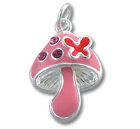 Sterling Silver Enamel Mushroom Charm