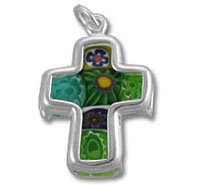 Sterling Silver Cross Italian Murano