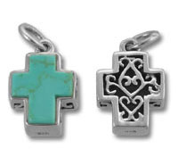 Sterling Silver Enamel Cross Charm