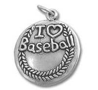 I Love Baseball Round Charm