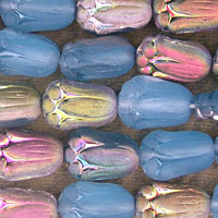 Flower Beads in Aqua and Pink Green (AB)