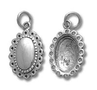 Sterling Silver Oval Clear CZ Picture Holder Charm