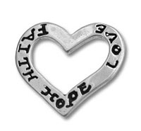Faith, Hope, Love Heart Charm