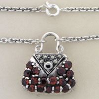 Garnet Purse Marcasite Necklace