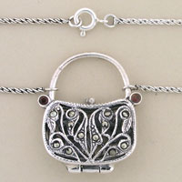 Garnet Purse Marcasite Necklace