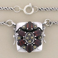 Garnet Purse Marcasite Necklace