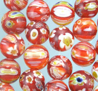 Round Flower Glass Beads