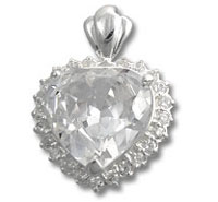 Clear CZ Heart Pendant