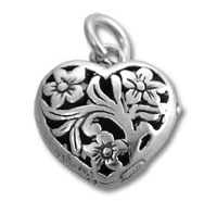 Three Flower Heart Charm