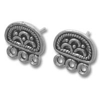 Silver 3 Strands Post Earring Finding
