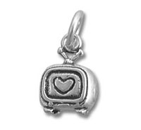 Sterling Silver Heart Television Charm
