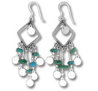 Diamond Turquoise Dangle Earrings