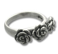 Three Flower Silver Ring