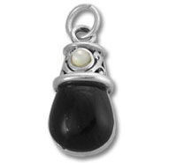 Onyx, MOP Tear Drop Charm