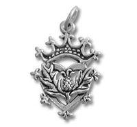 Celtic Symbol with Crown and Leaves Charm