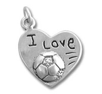Sterling Silver Heart I Love Soccer Charm