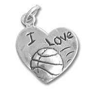Heart I Love Basketball Charm