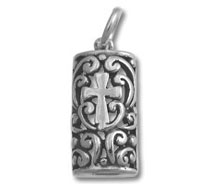 Cross Filigree Rectangle Charm