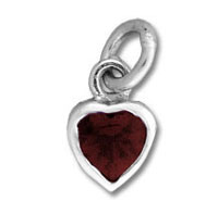 Sterling Silver Garnet CZ Heart Charm
