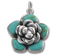 Turquoise Flower Charm