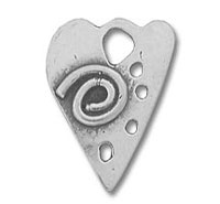 Silver Swirl in Heart with Dots Charm