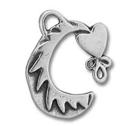 Silver Moon with Heart Charm