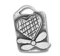 Silver Daisy Flower Heart Tag Charm