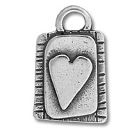 Silver Rectangular Heart Tag Charm