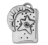 Silver Moon and Star in the Sky Charm