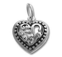 One Side Filigree Heart Charm