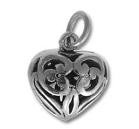 3D Filigree Puffed Heart Charm