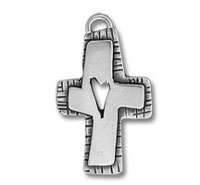 Silver Whimy Heart in Cross Charm