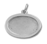 Sterling Silver Plain Oval Picture Frame Charm