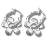 Flower Dangle Hoop Earrings