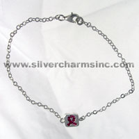 Pink Crystal Ribbon Tag Bracelet