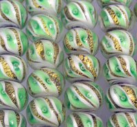 Green and Gold Glass Bead