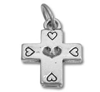 Sterling Silver Heart Cross Charm