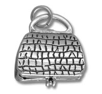 Sterling Silver Large Purse with Make Up Charm