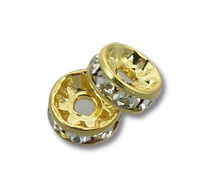 8mm Gold Plated Rhinestone Rondell 144pcs