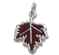 Sterling Silver Red Enamel Maple Leaf Charm
