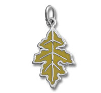 Sterling Silver Yellow Enamel Oak Leaf Charm