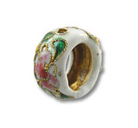 White Cloisonne Flower Spacer Bead