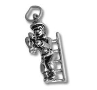 Fireman on Ladder Holding a Kitten Charm
