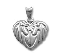 Sterling Silver Angel Wing Heart Pendant
