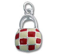 Red and White Enamel Checker Purse