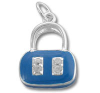Blue Enamel Purse with Cubic Zirconia