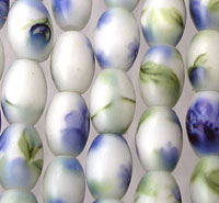 Oval Shaped Flower Style Glass Beads