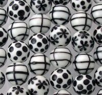 Round Black and White Glass Beads