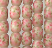 Barrel Style Flower Glass Beads